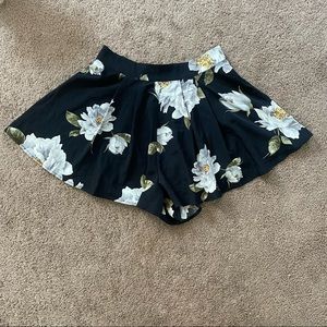 Black Floral Shorts
